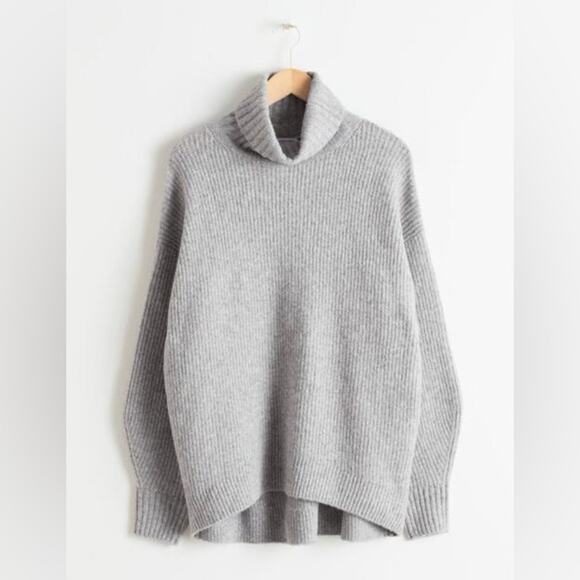 & Other Stories Gray Knit Turtleneck Relaxed Fit Sweater Size XS - Picture 1 of 5